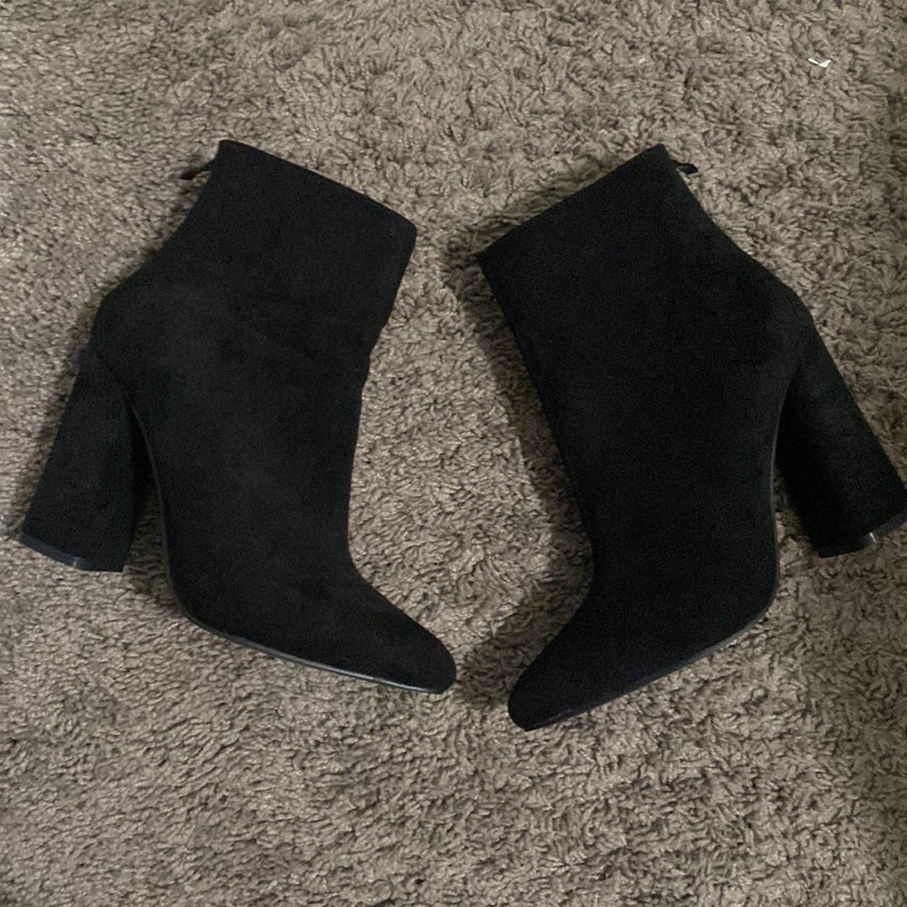 Black Suede Pointed toe heeled booties